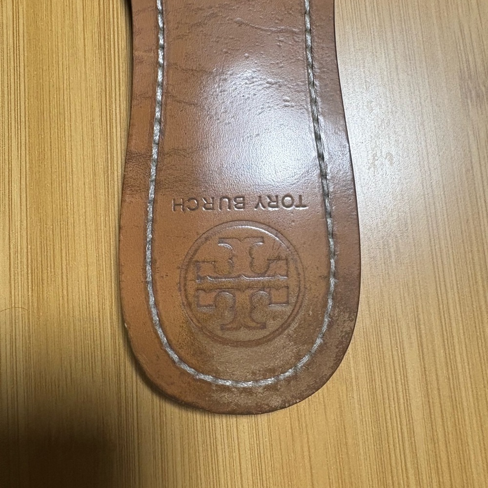 Tory Burch Navy Leather Slides - Picture 5 of 8